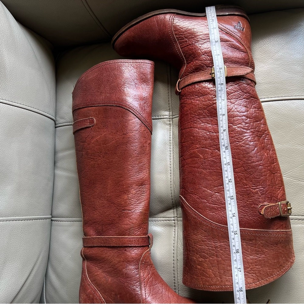 Vintage Frye Riding Boots Sz 7 M Dorado Knee High Redwood Pull On 77563 Spain - Picture 12 of 14
